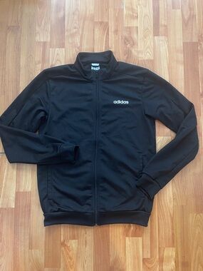 adidas Black Zip-Up Athletic Track Jacket